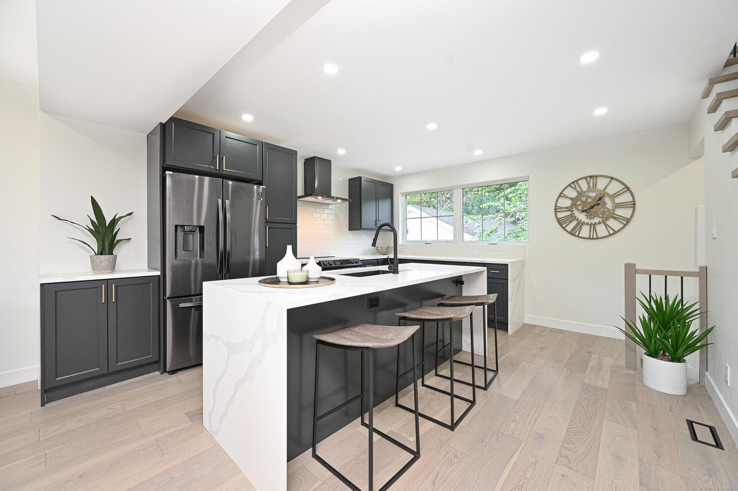 Kitchen with island and accessible layout
